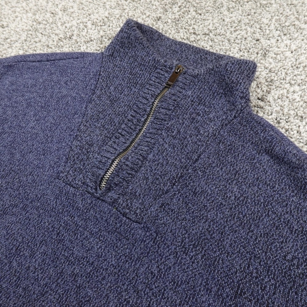 Calvin Klein Sweater Mens XL Blue Ragg Heather Knit 1/4 Zip Mock Neck Pullover